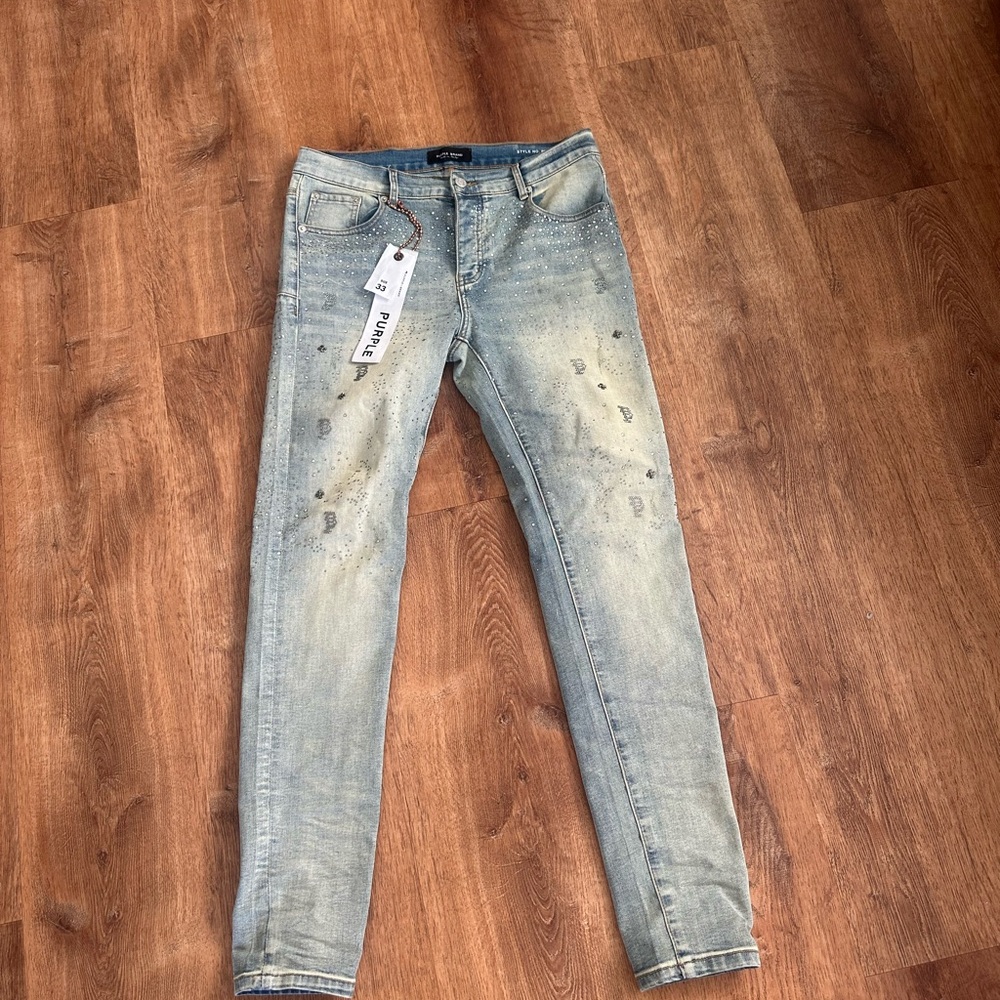 Light Wash Skinny Jeans with Distressed Detail - Men